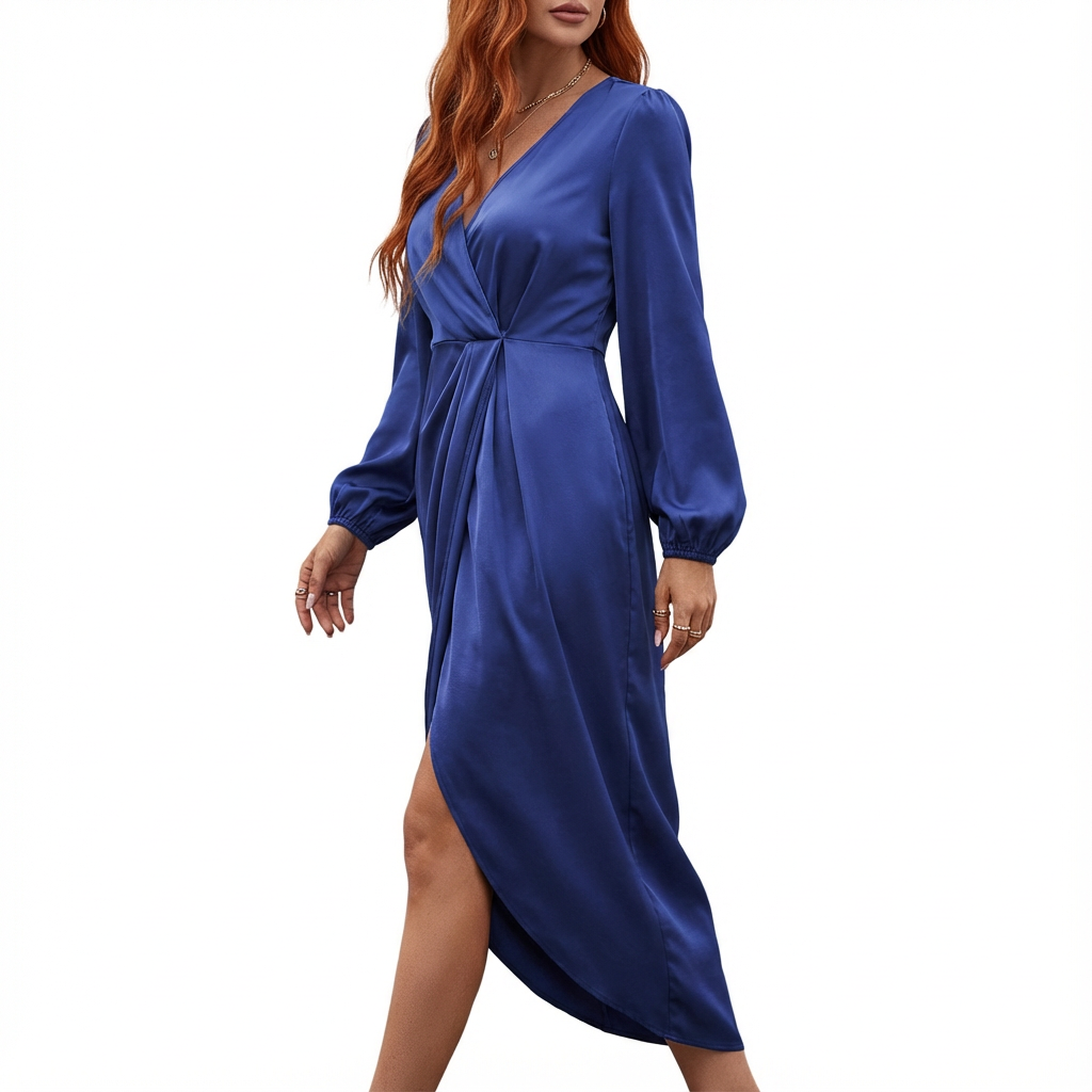 Fleur | Elegante satijnen overslagjurk