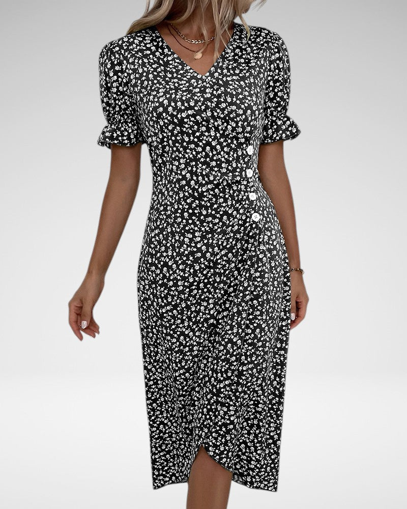 Liana | Classic Floral Button-Up Midi Dress