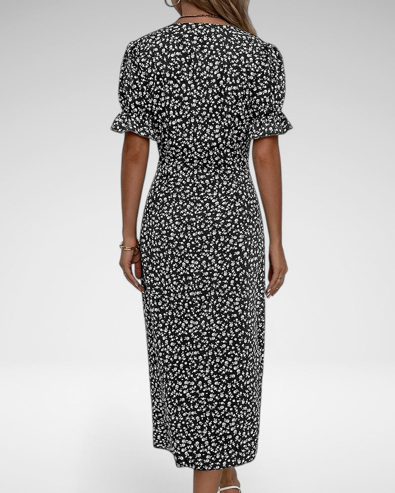 Liana | Classic Floral Button-Up Midi Dress