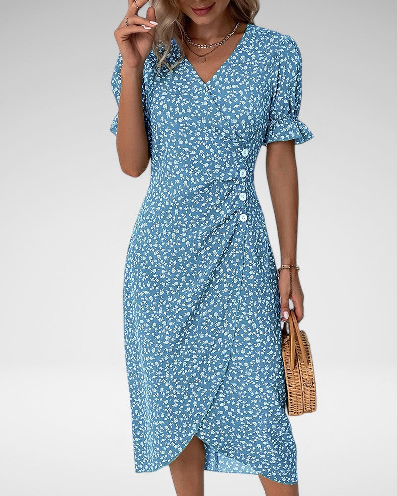 Liana | Classic Floral Button-Up Midi Dress