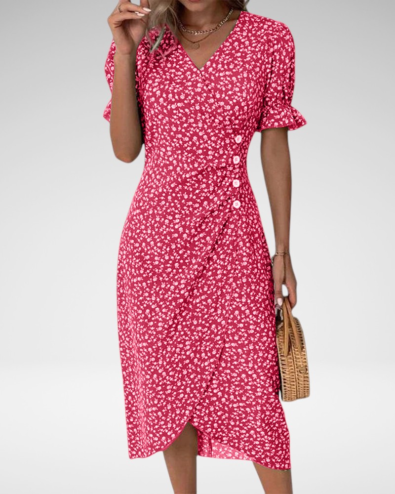 Liana | Classic Floral Button-Up Midi Dress