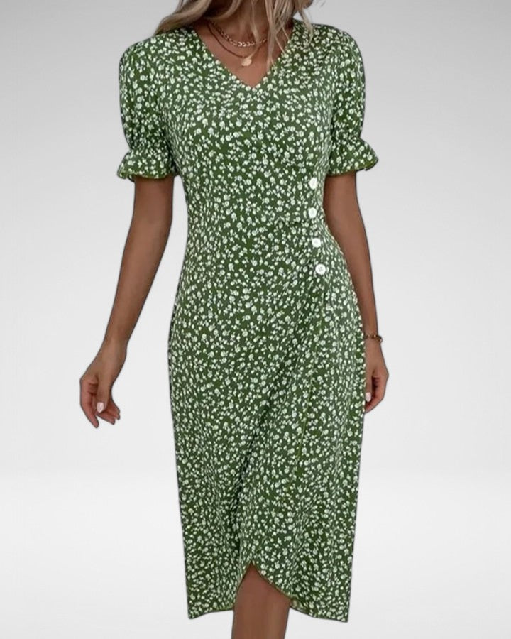 Liana | Classic Floral Button-Up Midi Dress