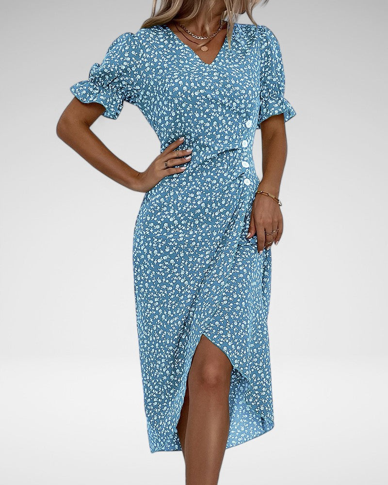 Liana | Classic Floral Button-Up Midi Dress