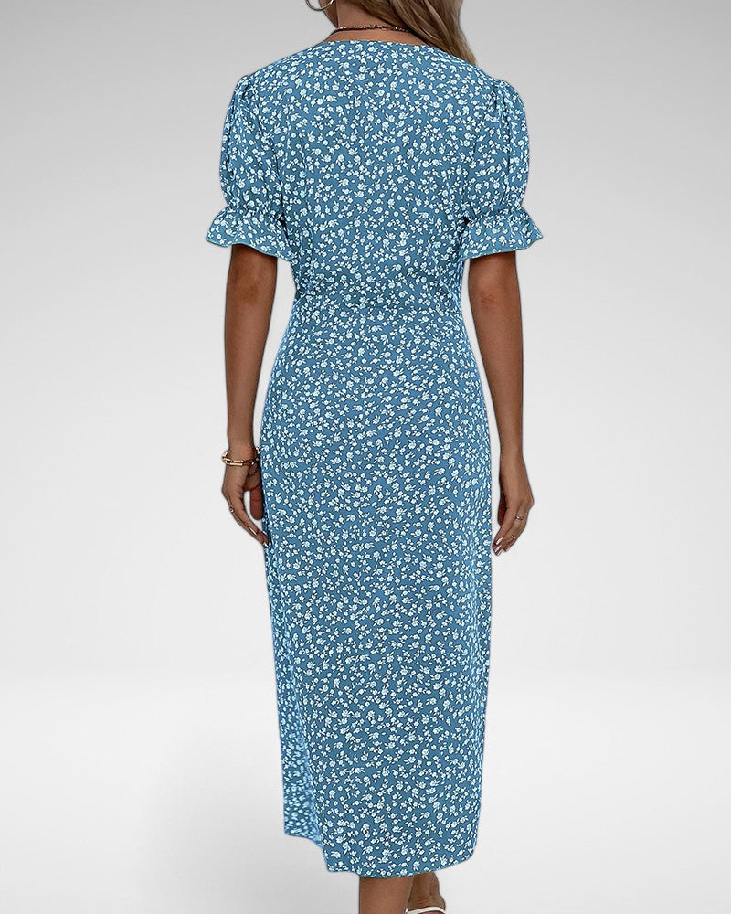 Liana | Classic Floral Button-Up Midi Dress