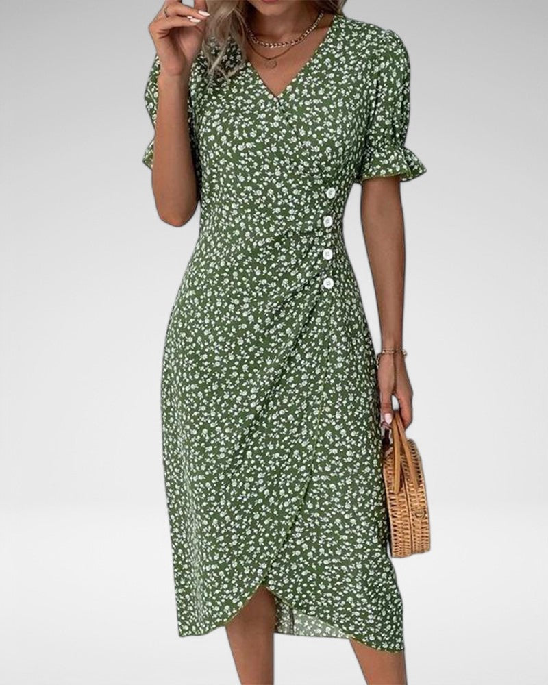 Liana | Classic Floral Button-Up Midi Dress
