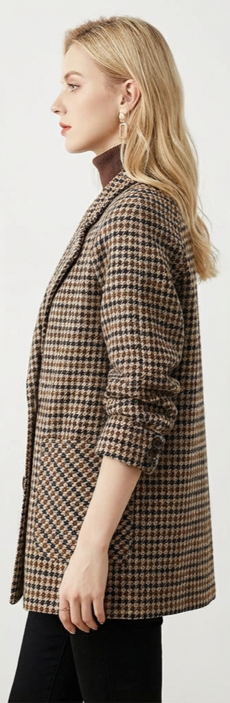 Noor | Klassieke double-breasted ruitjesmantel