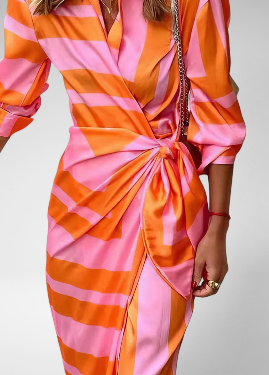 Soraya | Bold Striped Tie-Front Midi Dress