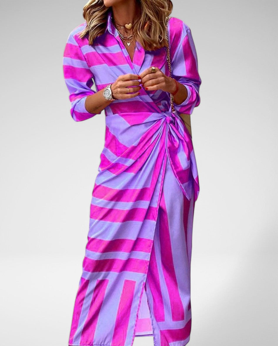 Soraya | Bold Striped Tie-Front Midi Dress