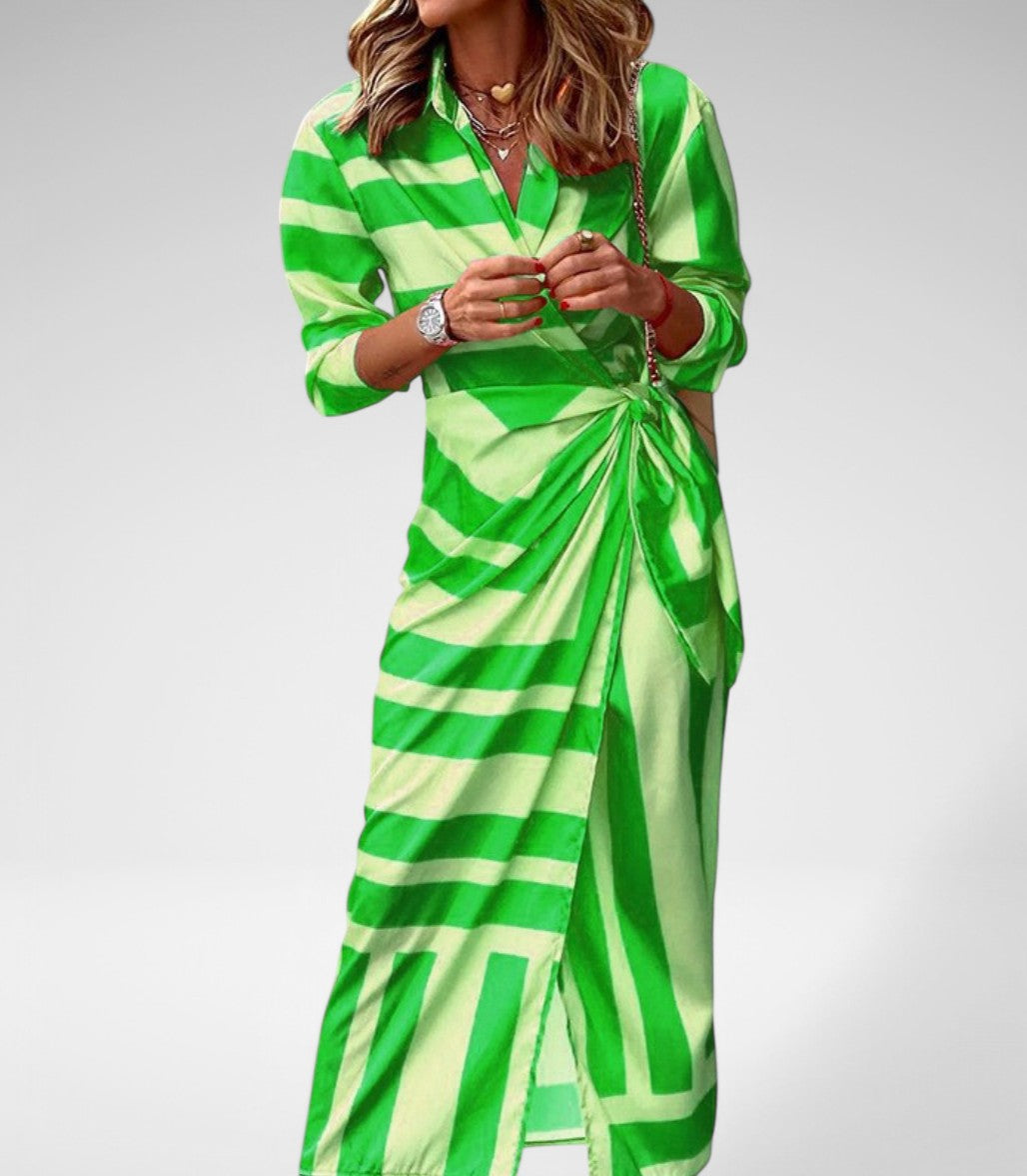 Soraya | Bold Striped Tie-Front Midi Dress