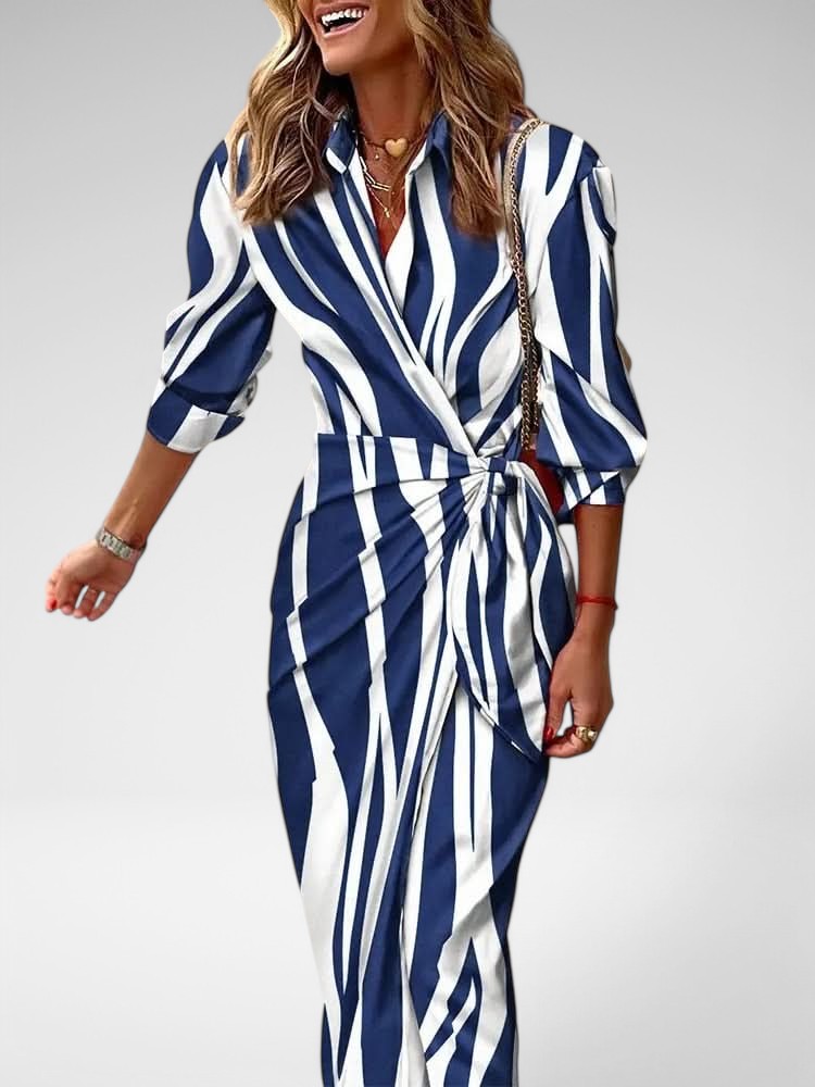 Soraya | Bold Striped Tie-Front Midi Dress