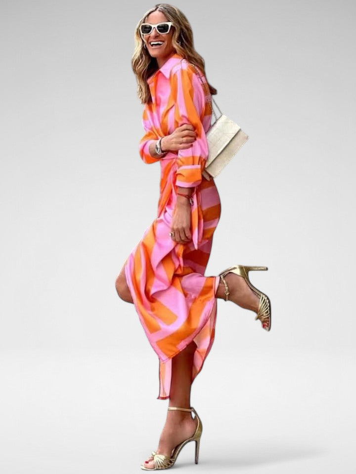 Soraya | Bold Striped Tie-Front Midi Dress