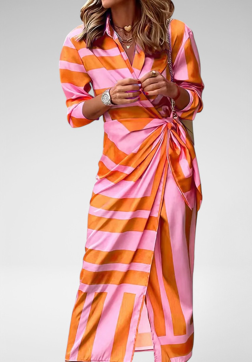 Soraya | Bold Striped Tie-Front Midi Dress