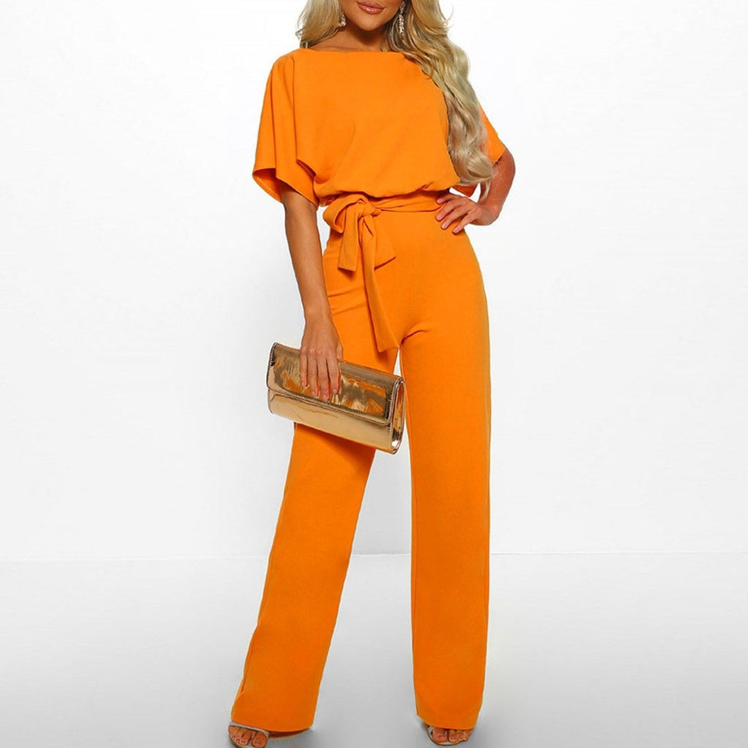 Elegant Wide-Leg Jumpsuit with Belted Waist