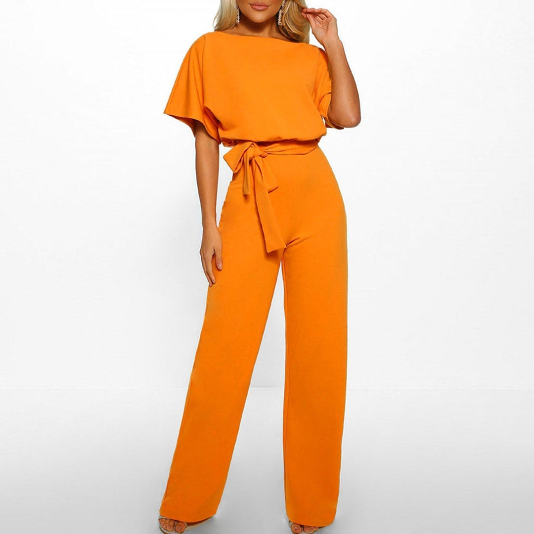 Elegant Wide-Leg Jumpsuit with Belted Waist