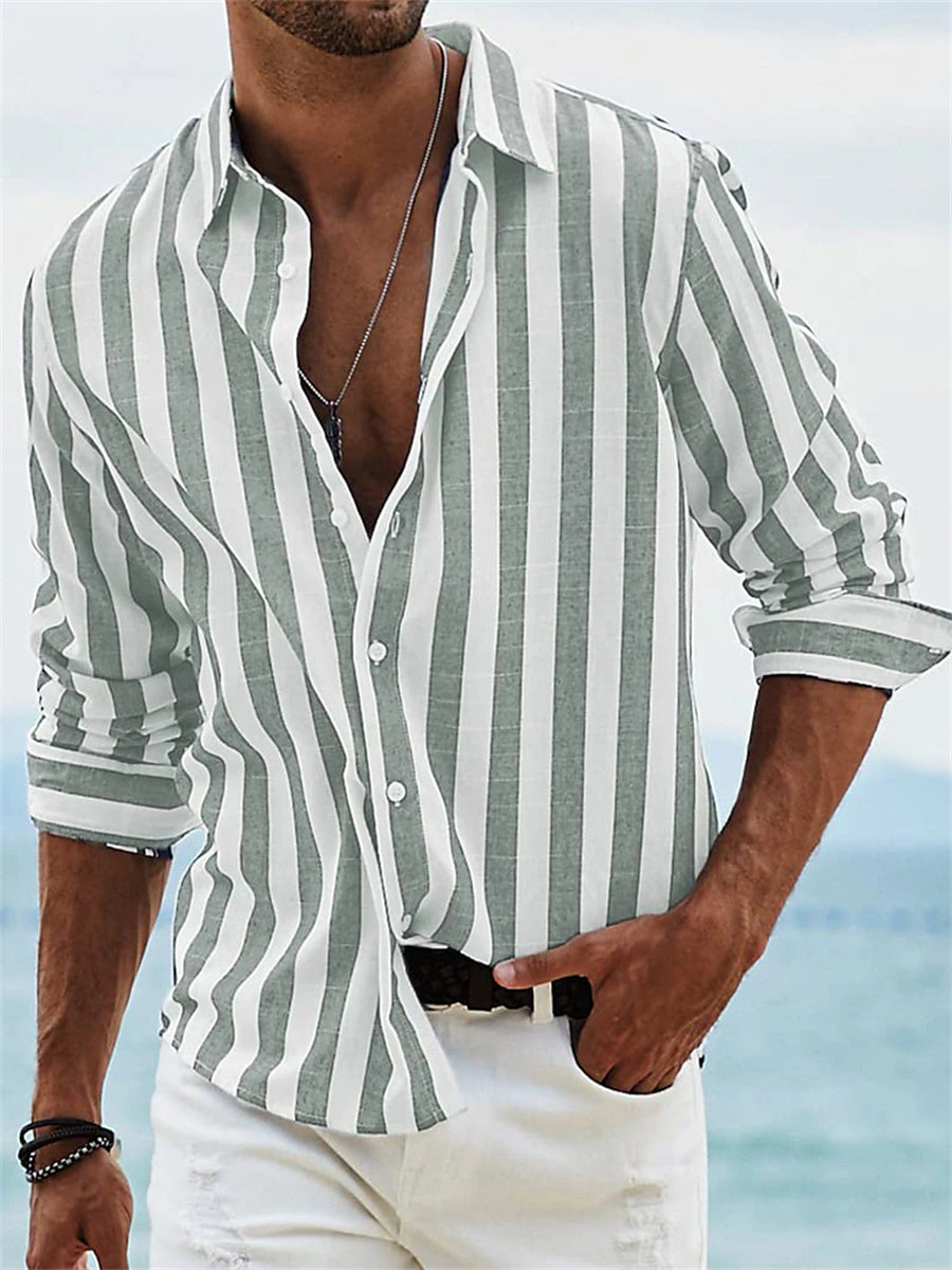 Men's Striped Button-Up Shirt | Relaxed Fit