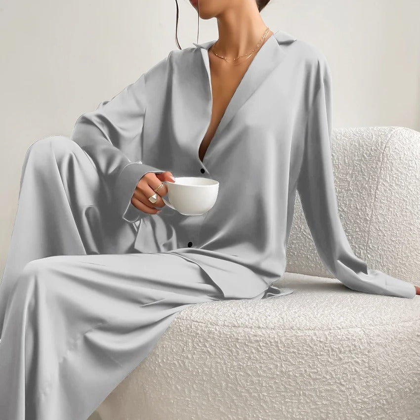 Silky Oversized Pajama Set | Elegant Loungewear