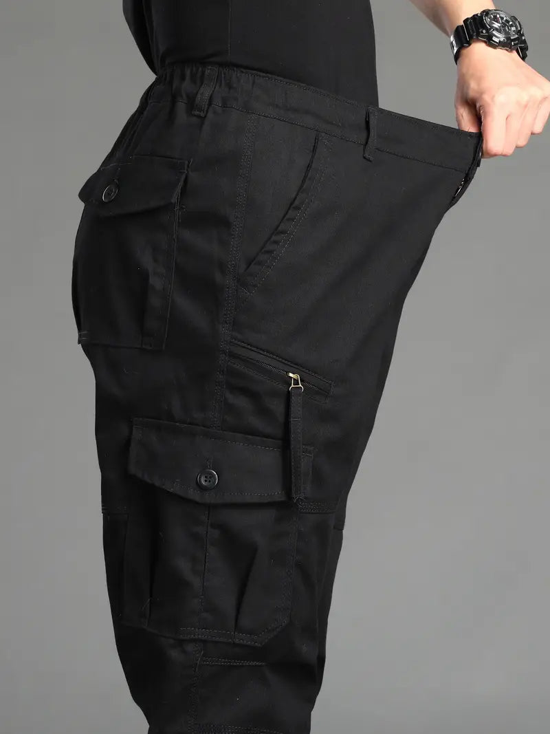 Straight-Fit Cargo Pants | Adjustable Waist & Pockets