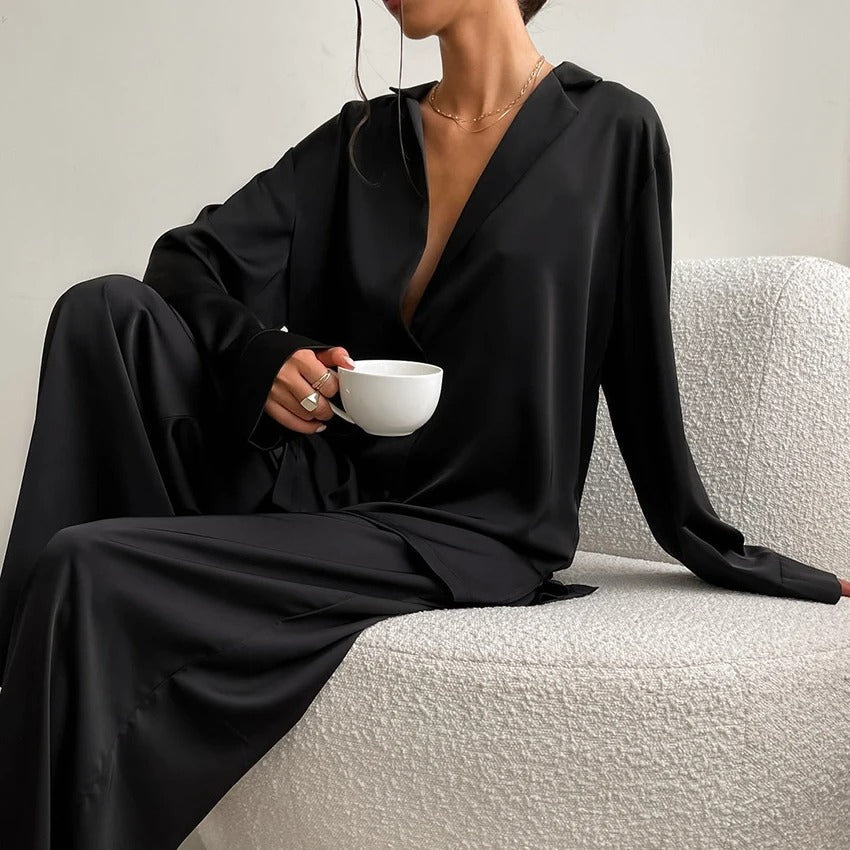 Silky Oversized Pajama Set | Elegant Loungewear