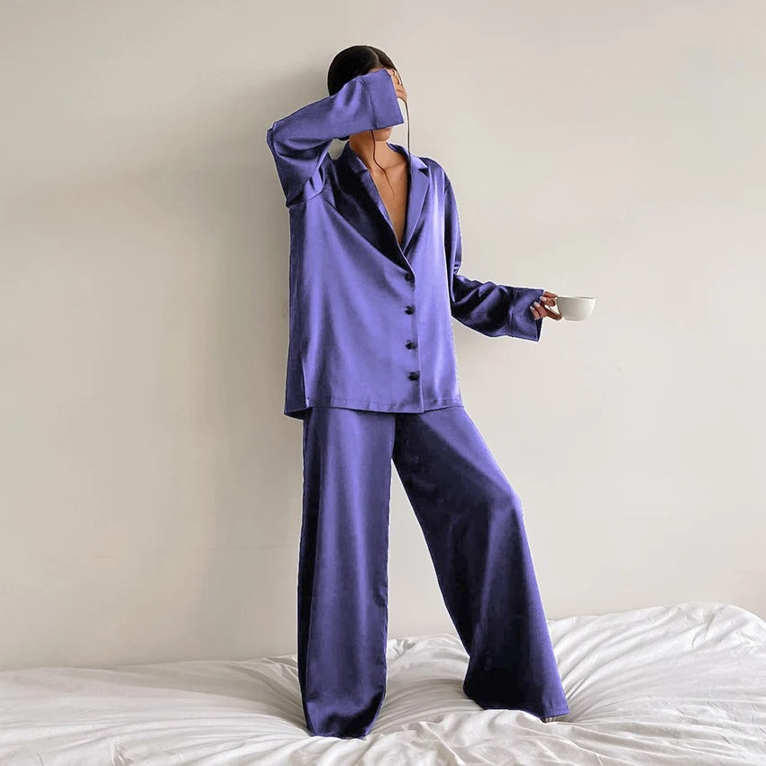 Silky Oversized Pajama Set | Elegant Loungewear