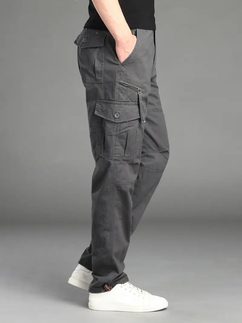 Straight-Fit Cargo Pants | Adjustable Waist & Pockets