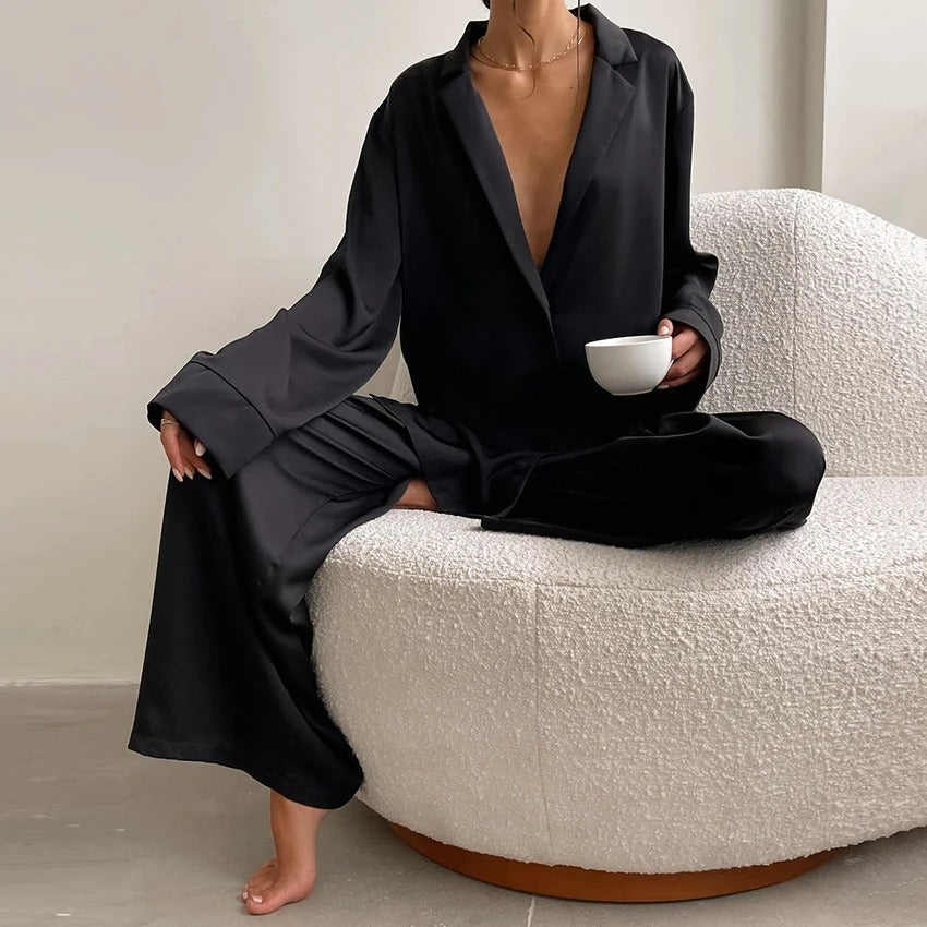 Silky Oversized Pajama Set | Elegant Loungewear