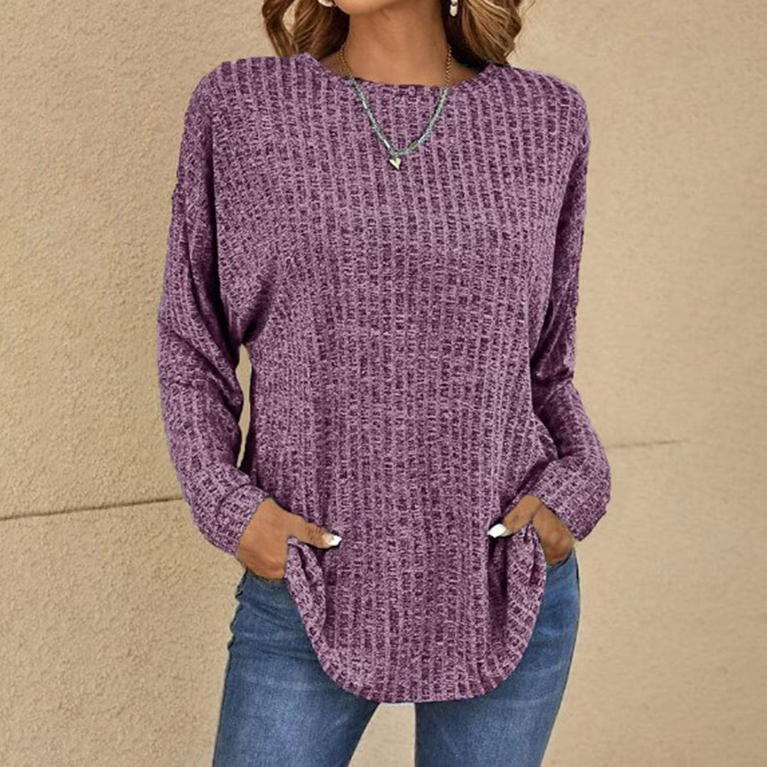 Astrid | Women's Ribbed Knit Crew Neck Long Sleeve Jumper