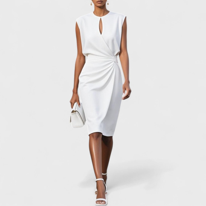 Avery | Women's Stretch Sleeveless Draped Wrap Midi Dress Elegant