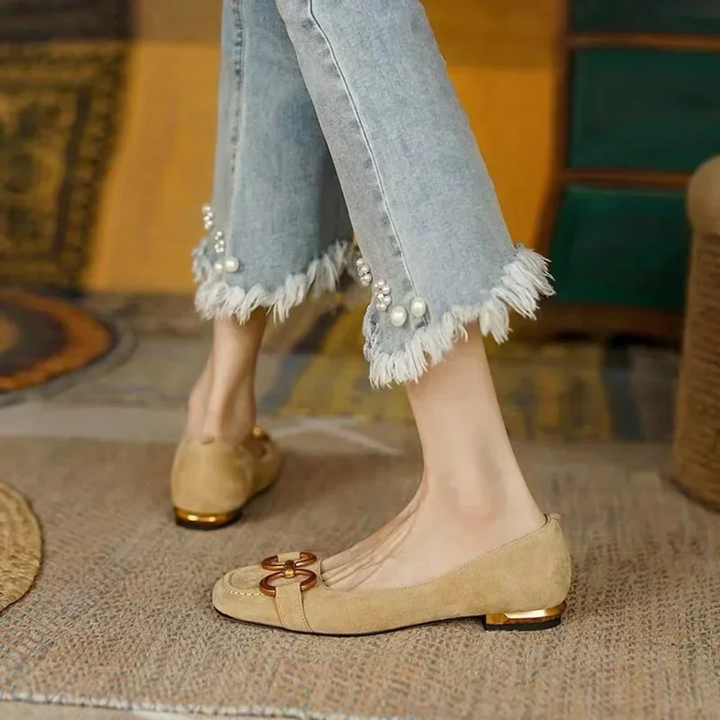 Beatrix | Women's Leather Horsebit Square-Toe Block Heel Loafers