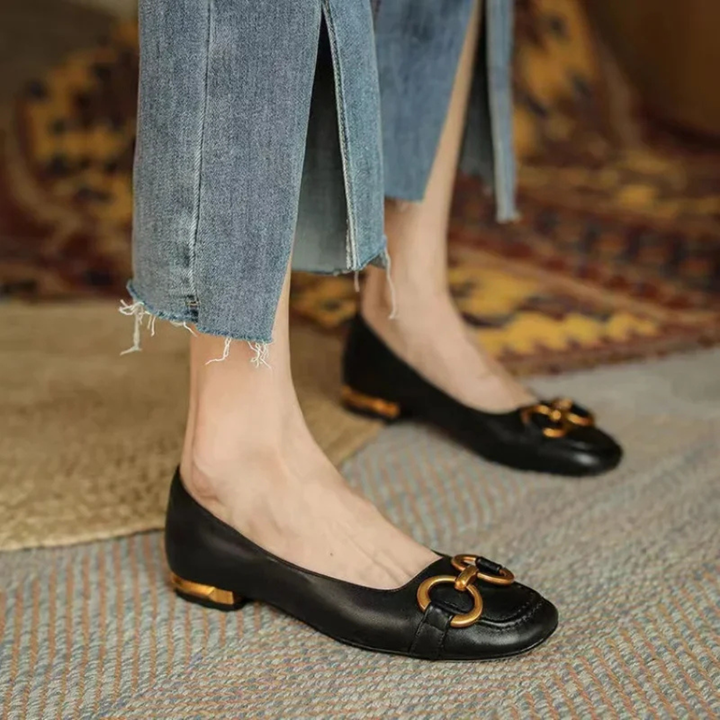 Beatrix | Women's Leather Horsebit Square-Toe Block Heel Loafers