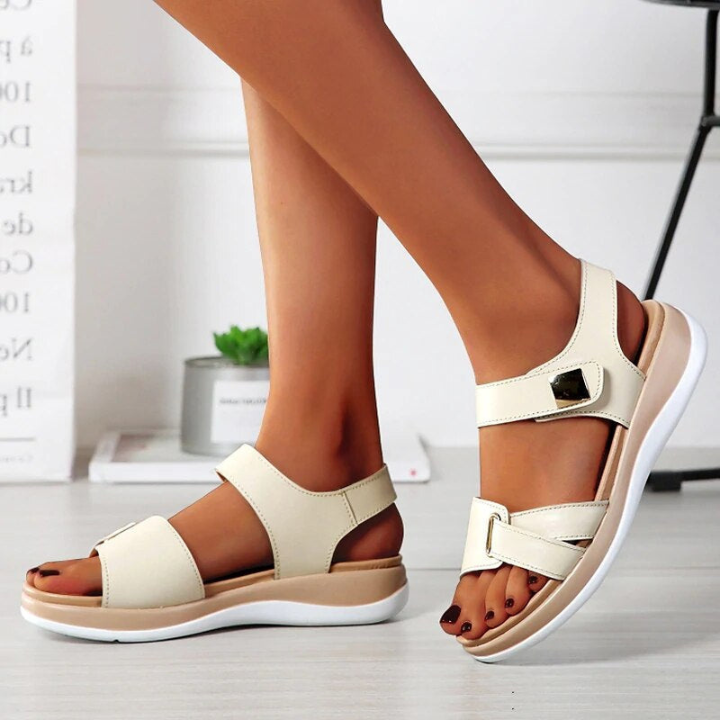 Blythe | Women's Leather Double-Strap Comfort Flatform Sandals