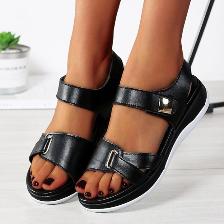 Blythe | Women's Leather Double-Strap Comfort Flatform Sandals