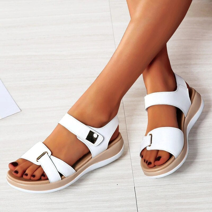 Blythe | Women's Leather Double-Strap Comfort Flatform Sandals