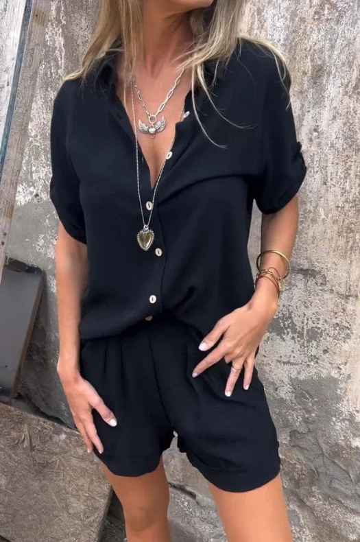 Briar | Women's Linen Button-Down Shirt & Shorts Set