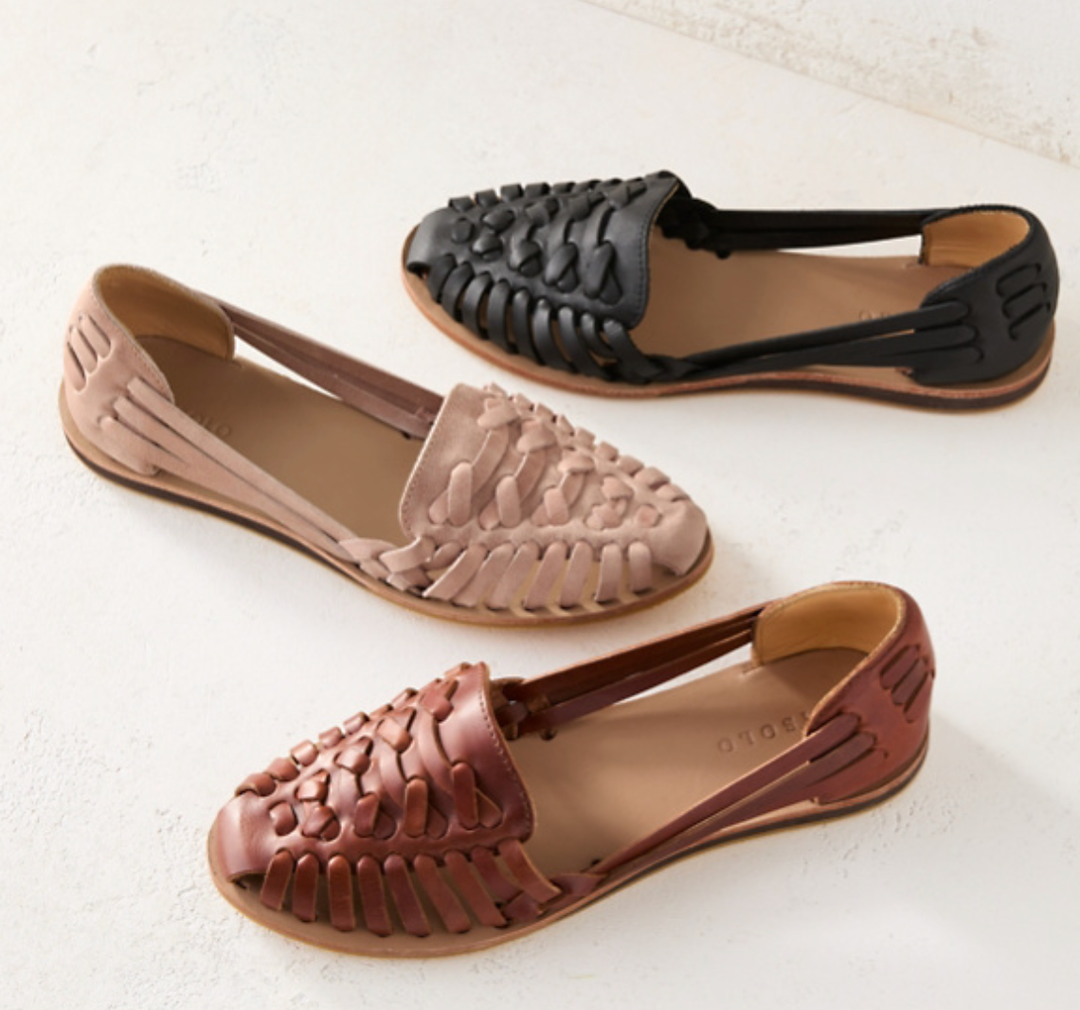 Calla | Women's Leather Woven Huarache Flat Sandals