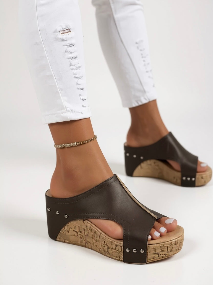 Callum | Women's Leather Open-Toe Platform Wedge Sandals