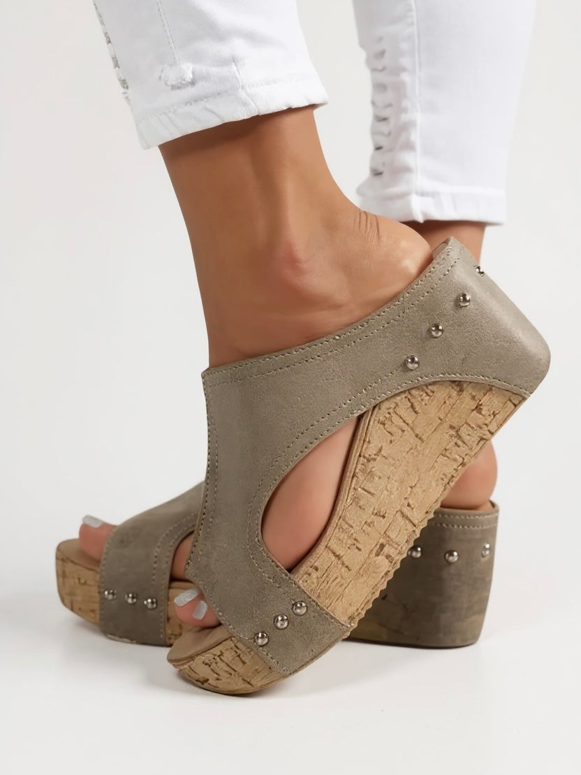 Callum | Women's Leather Open-Toe Platform Wedge Sandals