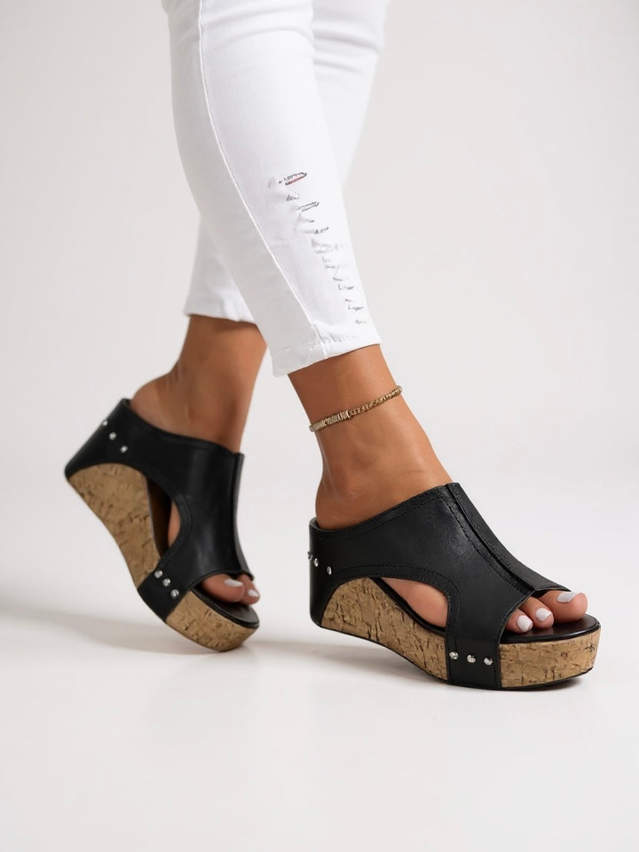 Callum | Women's Leather Open-Toe Platform Wedge Sandals