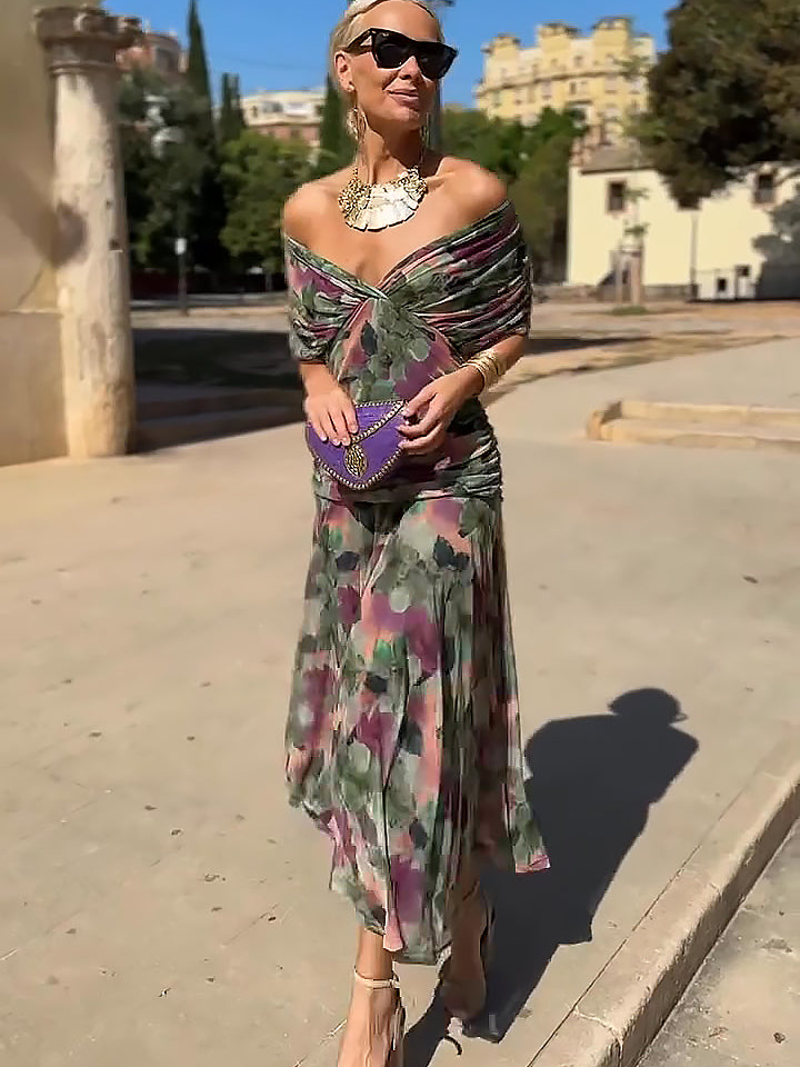 Céleste | Women's Chiffon Wrap V-Neck Maxi Dress Elegant