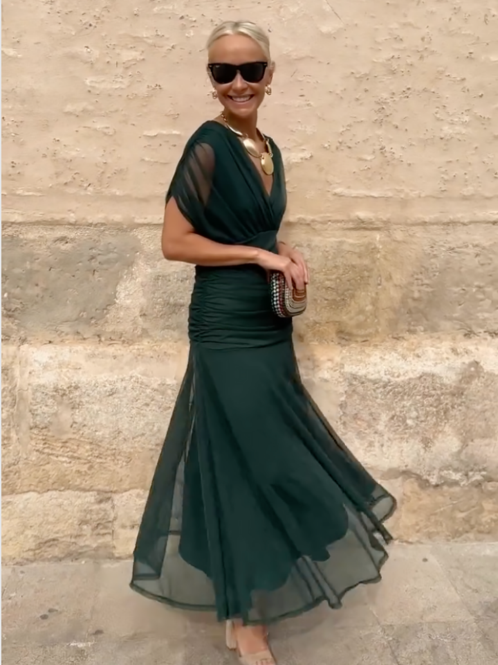 Céleste | Women's Chiffon Wrap V-Neck Maxi Dress Elegant
