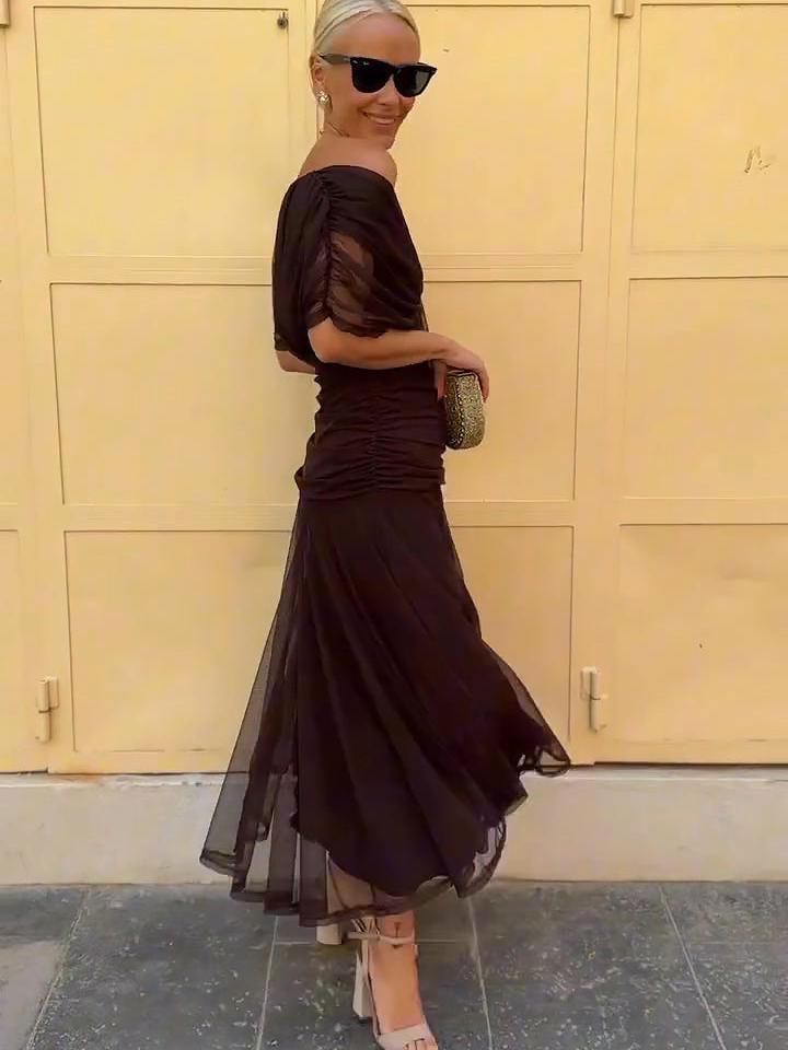 Céleste | Women's Chiffon Wrap V-Neck Maxi Dress Elegant