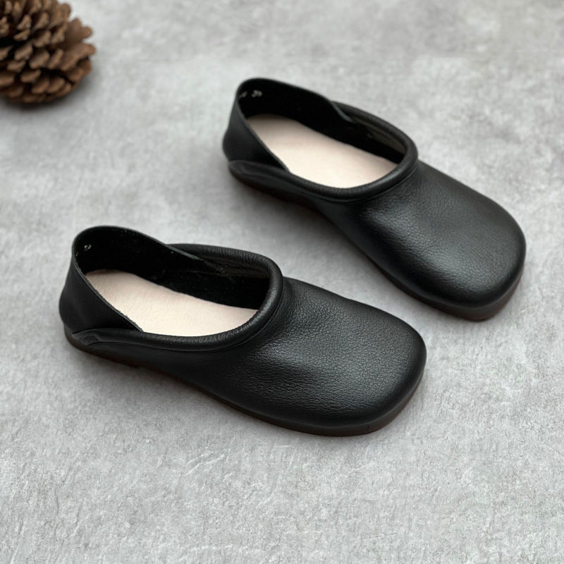 Edie | Women's Leather Round-Toe Slip-On Flat Shoes