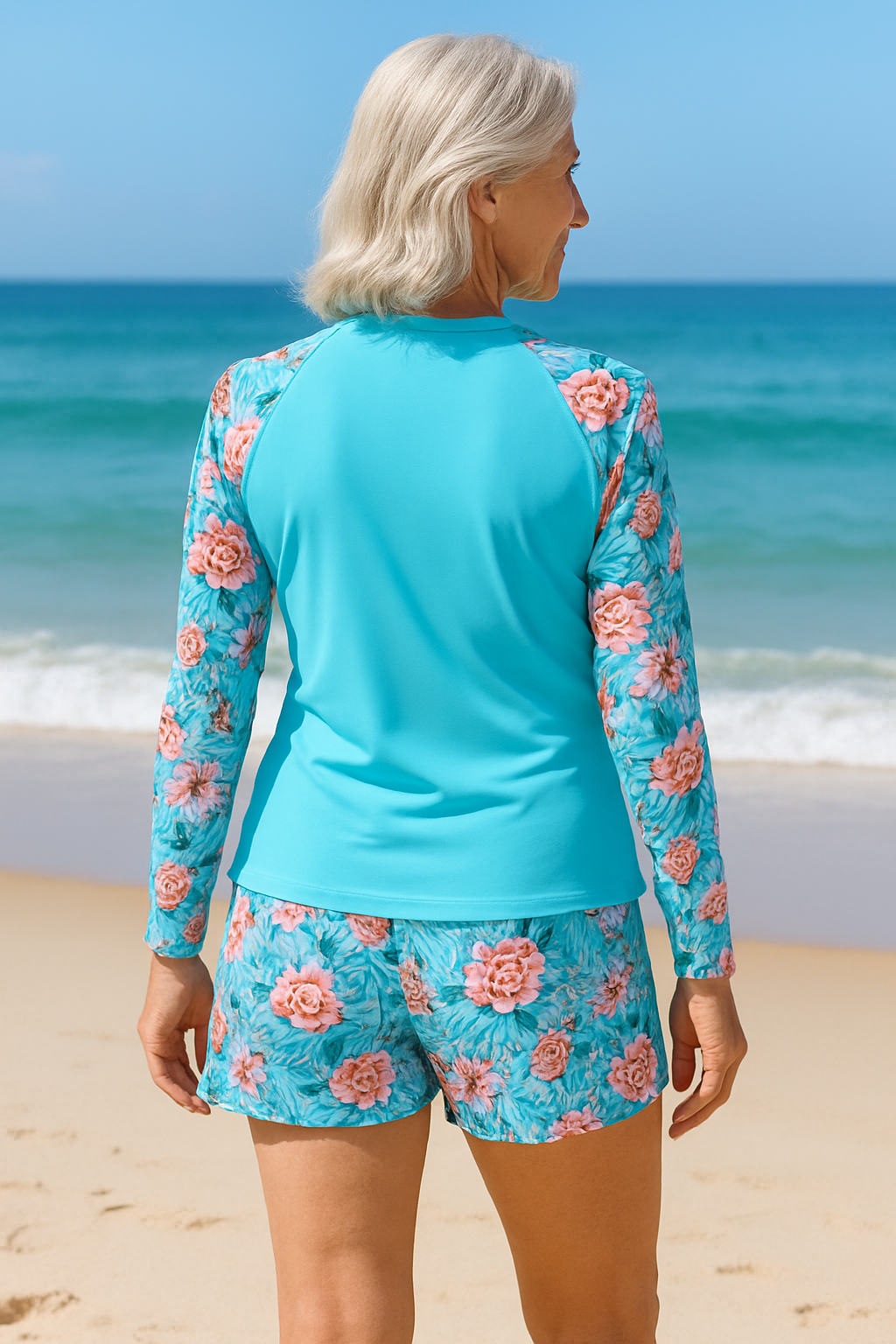 Elliot | Women's Quick-Dry Floral Print Long Sleeve Rash Vest & Shorts Set