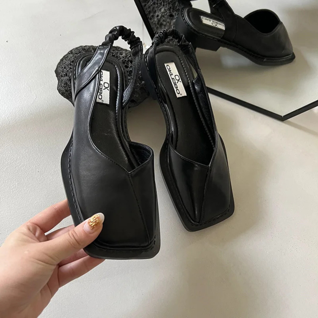 Elodie | Women's Leather Square-Toe Slingback Flats