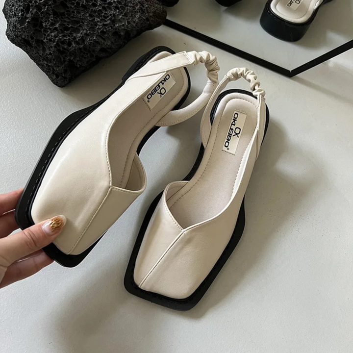 Elodie | Women's Leather Square-Toe Slingback Flats