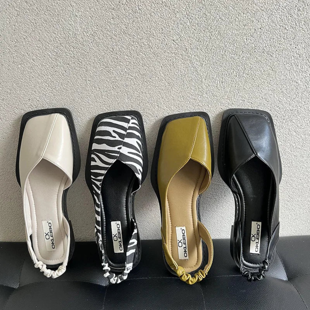 Elodie | Women's Leather Square-Toe Slingback Flats