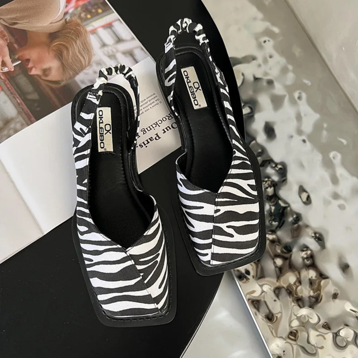 Elodie | Women's Leather Square-Toe Slingback Flats