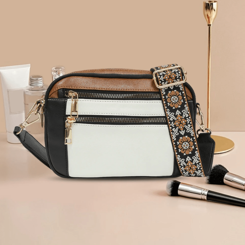 Esme | Women's Vegan Leather Double-Zip Boho Strap Crossbody Bag
