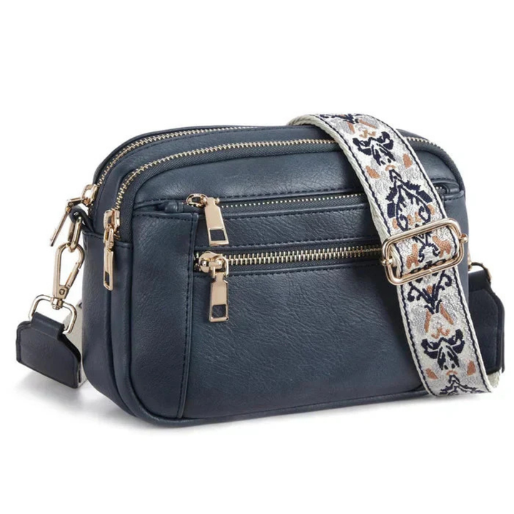 Esme | Women's Vegan Leather Double-Zip Boho Strap Crossbody Bag