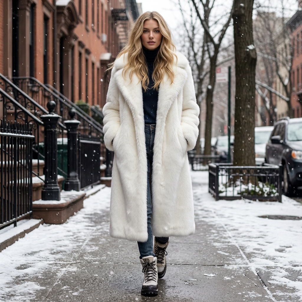 Eva | Lange faux-fur wintercoat
