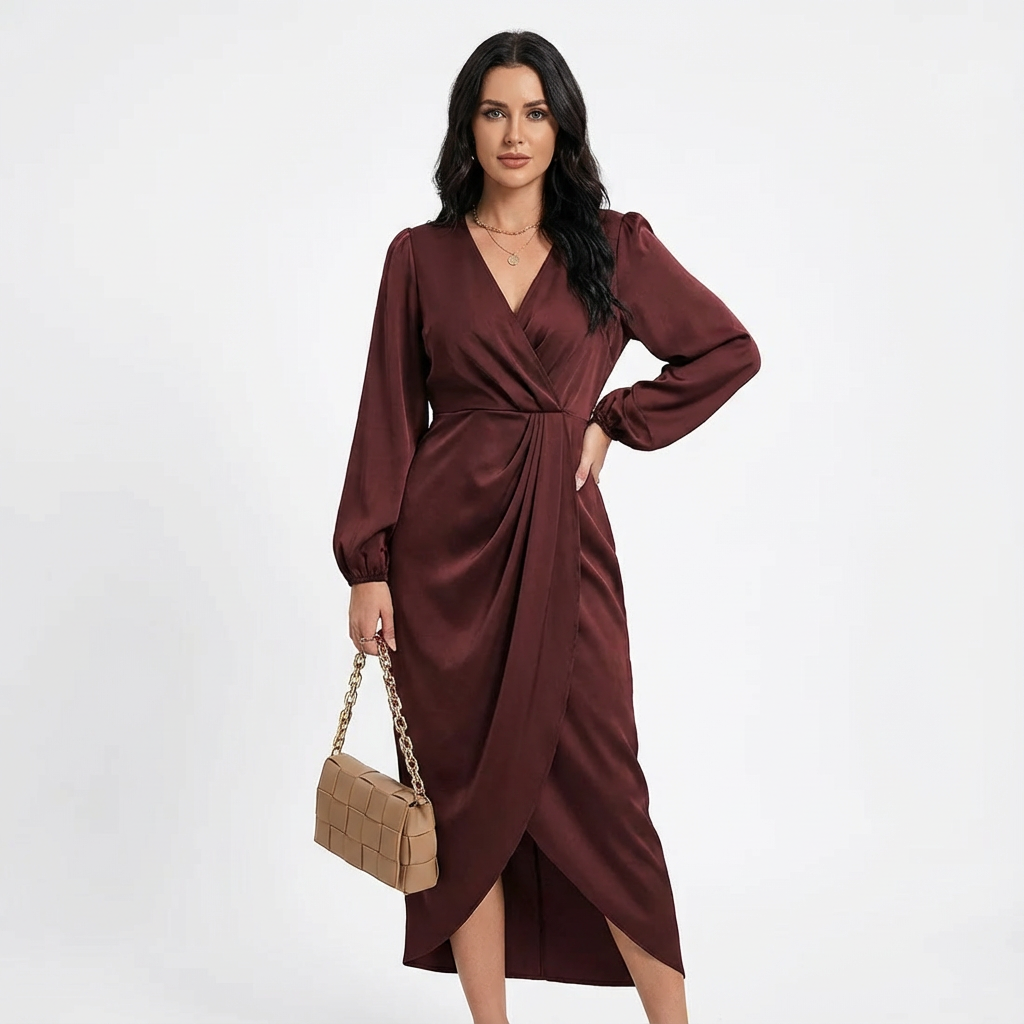 Fleur | Elegante satijnen overslagjurk